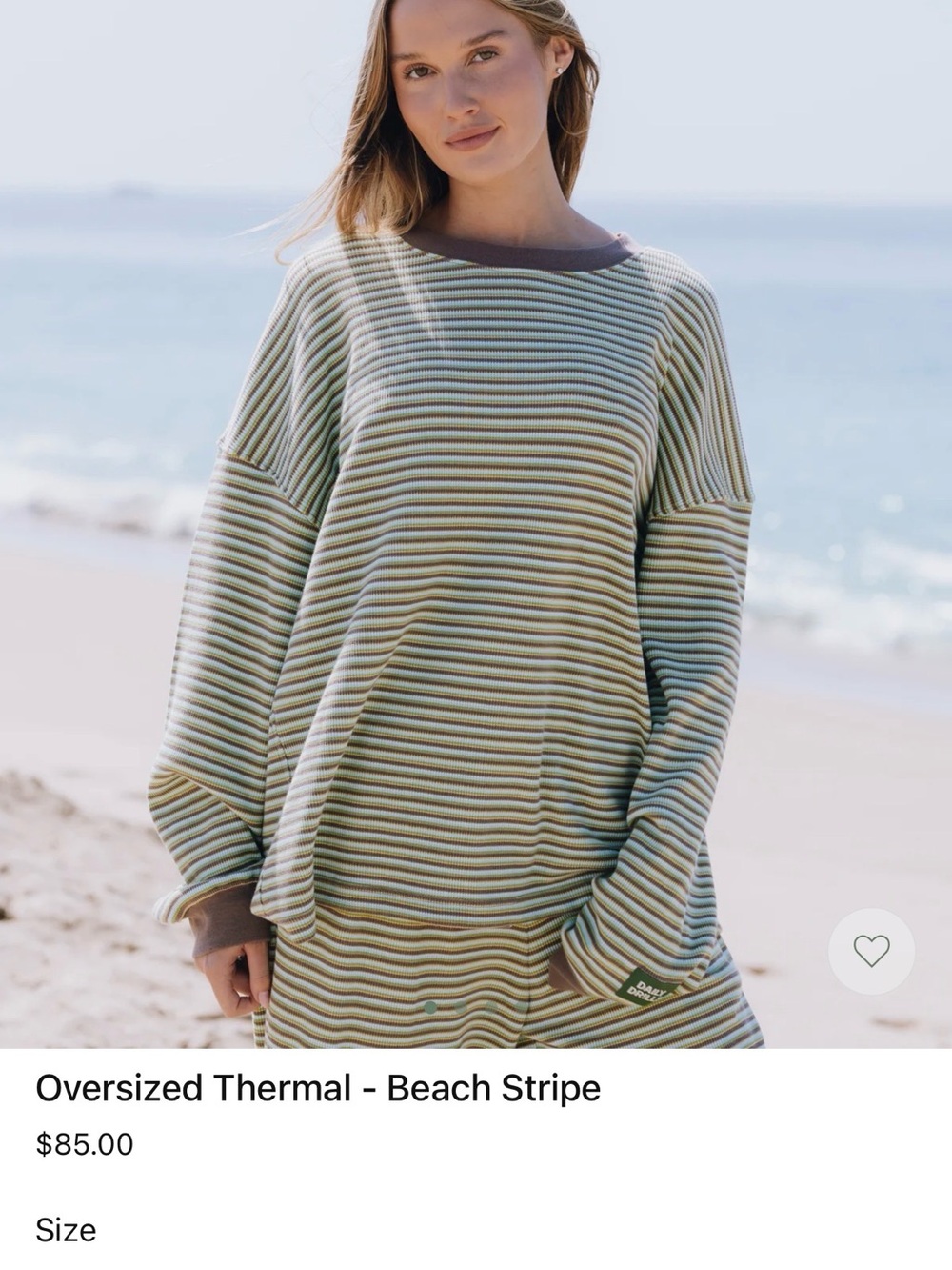 Daily Drills Striped Oversized Thermal Pullover - Green & Brown